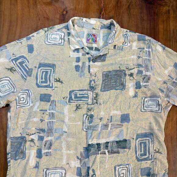 Vintage Jams World Shirt Mens L Button Up Hawaiian Avante Garde Astract I4-1 - Picture 2 of 5